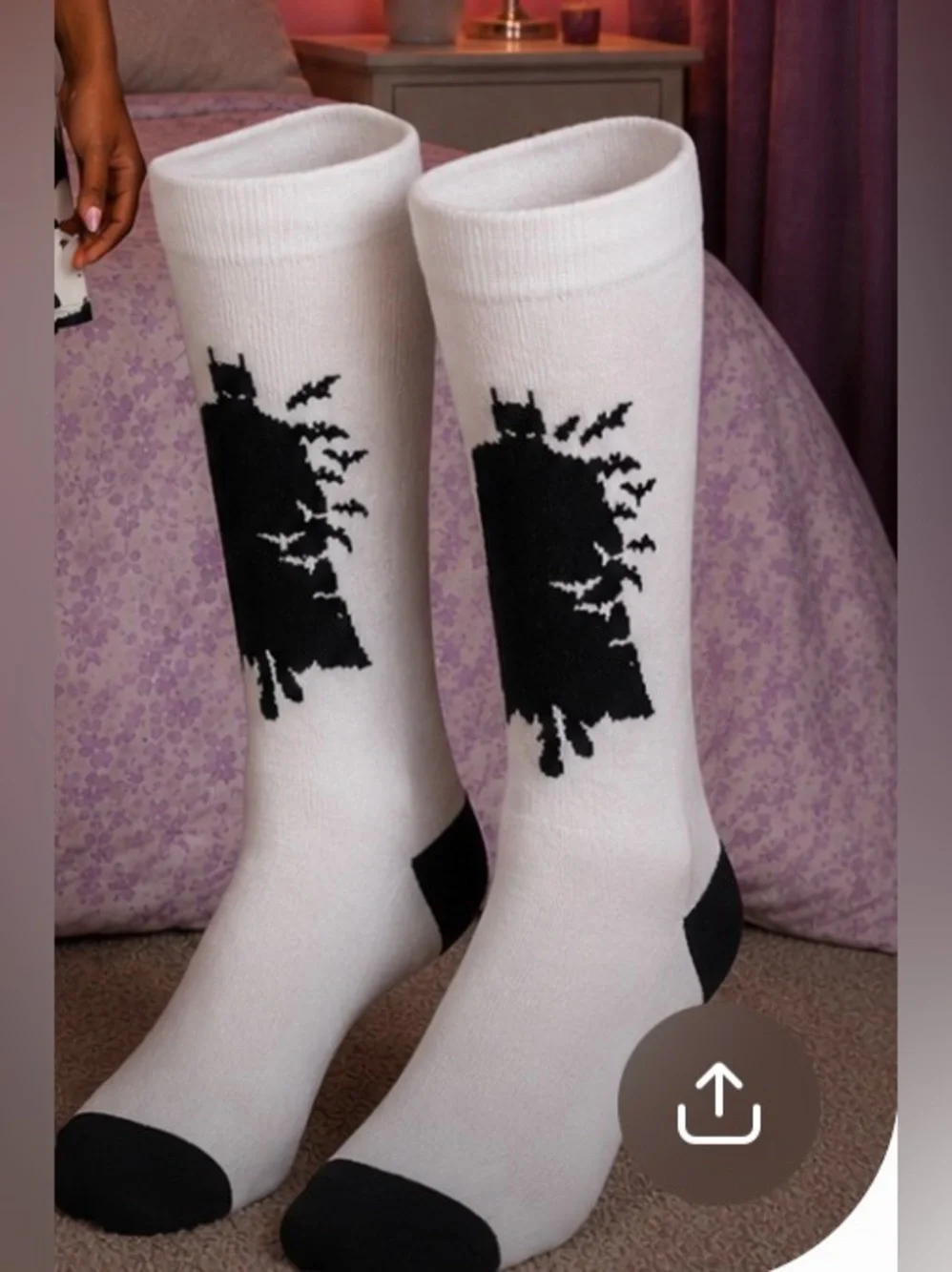Batman Novelty Crew Socks White & Black Unisex